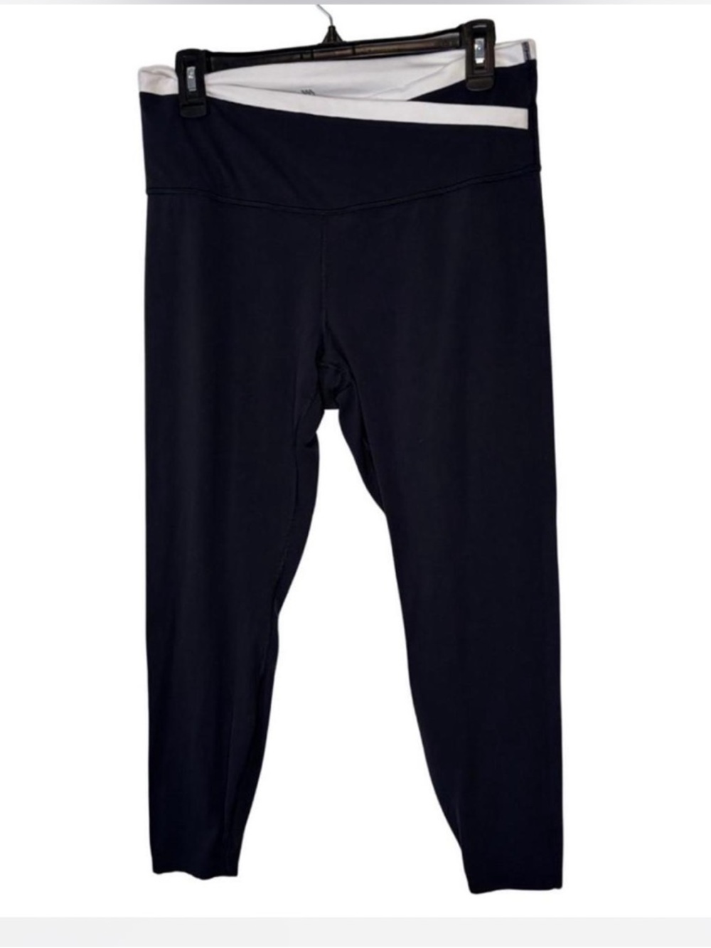 all in motion Black Leggings with White Waistband Accent